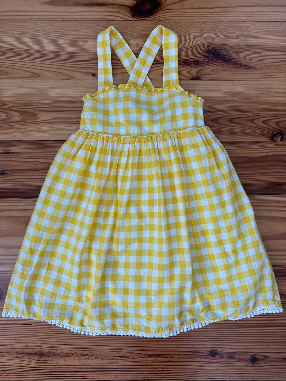 EUC Sigrid Olsen Kids Yellow and White Gingham Dress size 6 100% Cotton